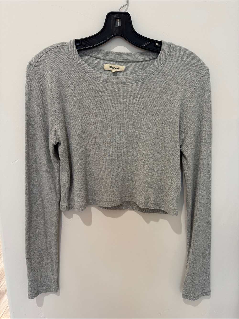Madewell Light Gray Cropped Long-Sleeve Tee